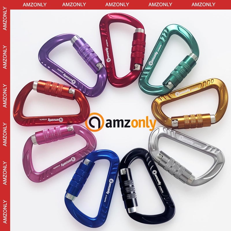 Amzonly 3inch Auto Locking Carabiner Clips Heavy Duty, 12KN /2697lbs Lightweight keychain carabiners, Sturdy Twist Lock Caribeeners for Camping Hiking Hammock Swing Backpack, dog leash and Harness etc - Image 4